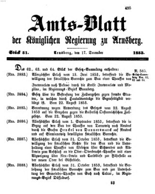 Amtsblatt für den Regierungsbezirk Arnsberg Samstag 17. Dezember 1853