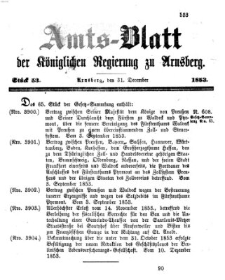 Amtsblatt für den Regierungsbezirk Arnsberg Samstag 31. Dezember 1853