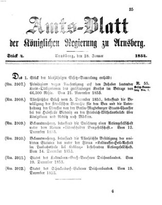 Amtsblatt für den Regierungsbezirk Arnsberg Samstag 28. Januar 1854