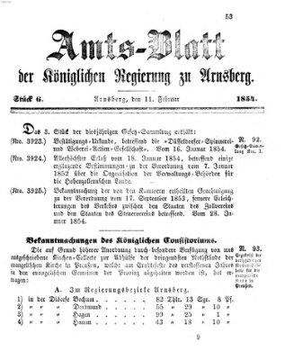 Amtsblatt für den Regierungsbezirk Arnsberg Samstag 11. Februar 1854