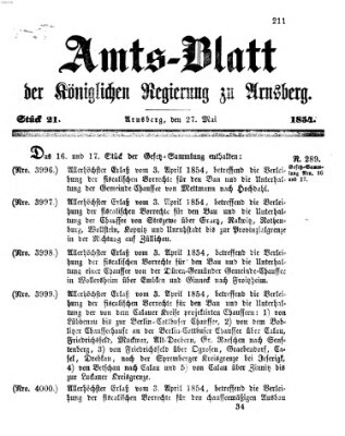 Amtsblatt für den Regierungsbezirk Arnsberg Samstag 27. Mai 1854