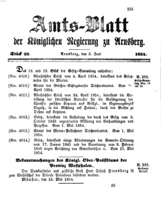 Amtsblatt für den Regierungsbezirk Arnsberg Samstag 3. Juni 1854