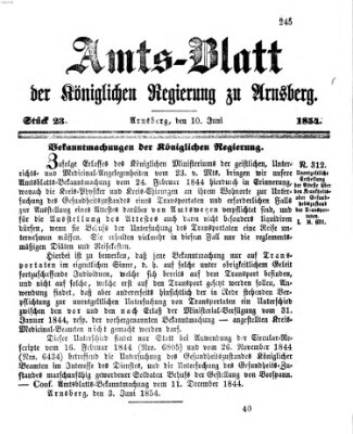 Amtsblatt für den Regierungsbezirk Arnsberg Samstag 10. Juni 1854