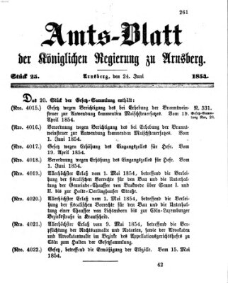 Amtsblatt für den Regierungsbezirk Arnsberg Samstag 24. Juni 1854