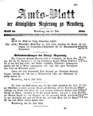 Amtsblatt für den Regierungsbezirk Arnsberg Samstag 15. Juli 1854