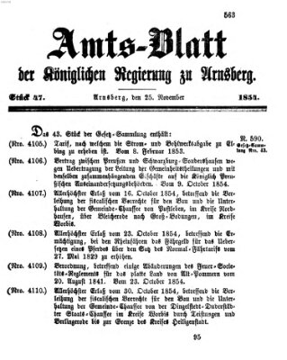 Amtsblatt für den Regierungsbezirk Arnsberg Samstag 25. November 1854