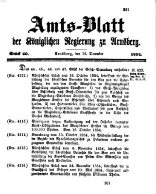 Amtsblatt für den Regierungsbezirk Arnsberg Samstag 16. Dezember 1854