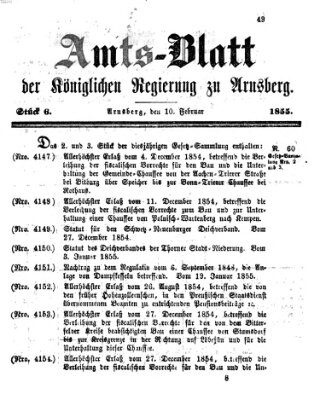 Amtsblatt für den Regierungsbezirk Arnsberg Samstag 10. Februar 1855