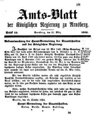 Amtsblatt für den Regierungsbezirk Arnsberg Samstag 31. März 1855