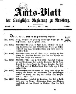 Amtsblatt für den Regierungsbezirk Arnsberg Samstag 12. Mai 1855