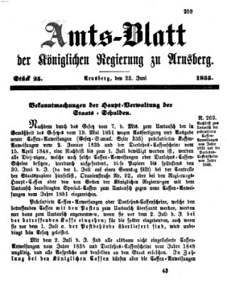 Amtsblatt für den Regierungsbezirk Arnsberg Samstag 23. Juni 1855