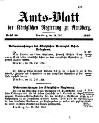 Amtsblatt für den Regierungsbezirk Arnsberg Samstag 28. Juli 1855