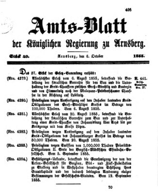 Amtsblatt für den Regierungsbezirk Arnsberg Samstag 6. Oktober 1855