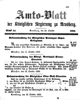 Amtsblatt für den Regierungsbezirk Arnsberg Samstag 20. Oktober 1855