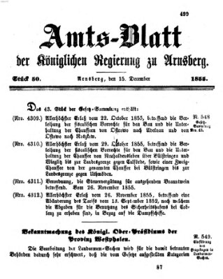 Amtsblatt für den Regierungsbezirk Arnsberg Samstag 15. Dezember 1855