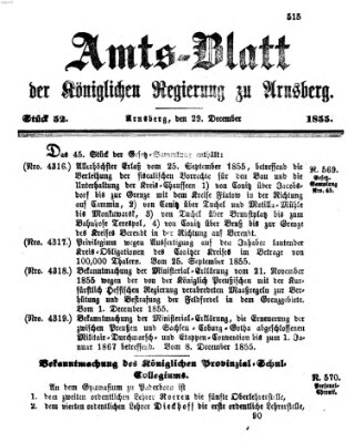 Amtsblatt für den Regierungsbezirk Arnsberg Samstag 29. Dezember 1855