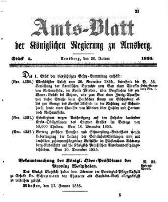 Amtsblatt für den Regierungsbezirk Arnsberg Samstag 26. Januar 1856