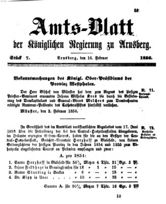 Amtsblatt für den Regierungsbezirk Arnsberg Samstag 16. Februar 1856