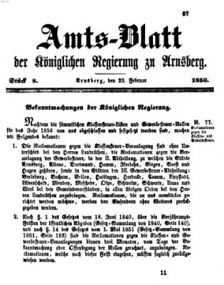 Amtsblatt für den Regierungsbezirk Arnsberg Samstag 23. Februar 1856