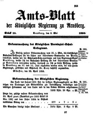 Amtsblatt für den Regierungsbezirk Arnsberg Samstag 3. Mai 1856