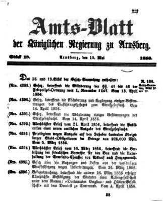 Amtsblatt für den Regierungsbezirk Arnsberg Samstag 10. Mai 1856