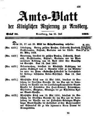 Amtsblatt für den Regierungsbezirk Arnsberg Samstag 26. Juli 1856