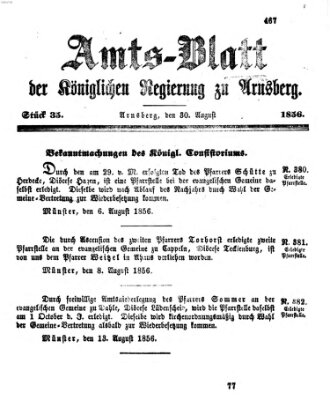 Amtsblatt für den Regierungsbezirk Arnsberg Samstag 30. August 1856