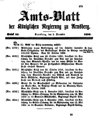 Amtsblatt für den Regierungsbezirk Arnsberg Samstag 6. Dezember 1856