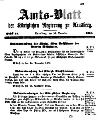 Amtsblatt für den Regierungsbezirk Arnsberg Samstag 27. Dezember 1856