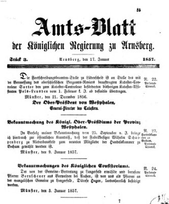 Amtsblatt für den Regierungsbezirk Arnsberg Samstag 17. Januar 1857