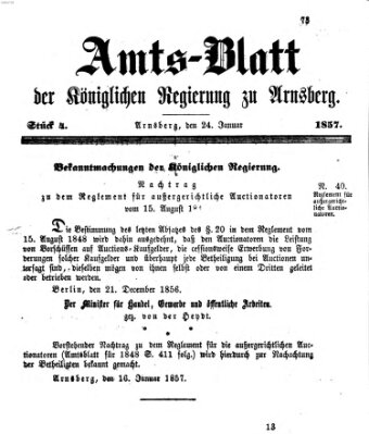 Amtsblatt für den Regierungsbezirk Arnsberg Samstag 24. Januar 1857