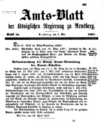 Amtsblatt für den Regierungsbezirk Arnsberg Samstag 9. Mai 1857