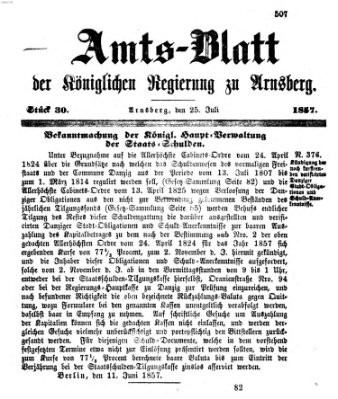 Amtsblatt für den Regierungsbezirk Arnsberg Samstag 25. Juli 1857