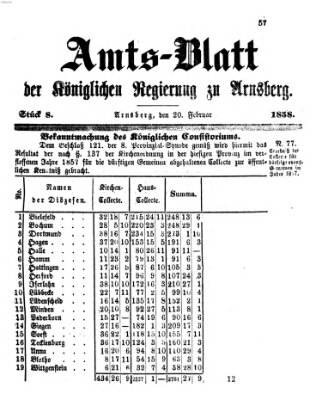 Amtsblatt für den Regierungsbezirk Arnsberg Samstag 20. Februar 1858