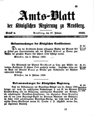 Amtsblatt für den Regierungsbezirk Arnsberg Samstag 27. Februar 1858