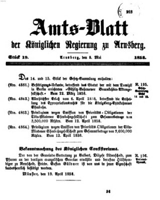 Amtsblatt für den Regierungsbezirk Arnsberg Samstag 8. Mai 1858