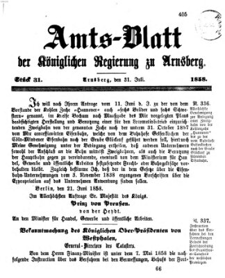 Amtsblatt für den Regierungsbezirk Arnsberg Samstag 31. Juli 1858