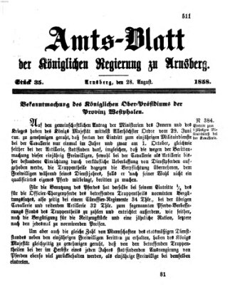 Amtsblatt für den Regierungsbezirk Arnsberg Samstag 28. August 1858