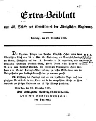 Amtsblatt für den Regierungsbezirk Arnsberg Dienstag 30. November 1858