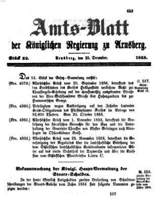 Amtsblatt für den Regierungsbezirk Arnsberg Samstag 25. Dezember 1858