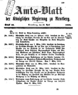 Amtsblatt für den Regierungsbezirk Arnsberg Samstag 30. April 1859