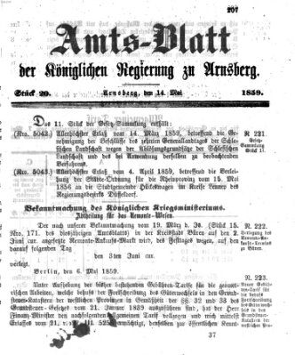 Amtsblatt für den Regierungsbezirk Arnsberg Samstag 14. Mai 1859