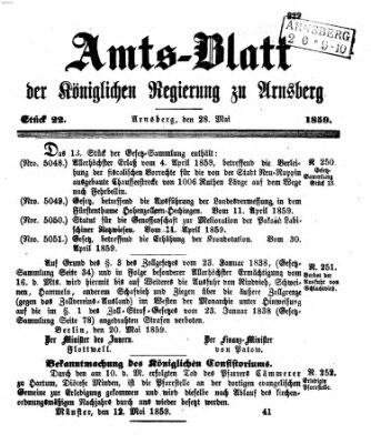 Amtsblatt für den Regierungsbezirk Arnsberg Samstag 28. Mai 1859