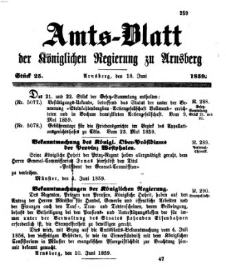 Amtsblatt für den Regierungsbezirk Arnsberg Samstag 18. Juni 1859