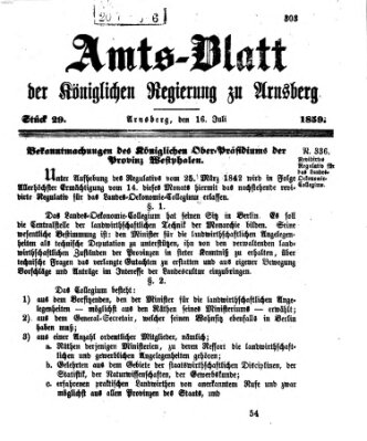 Amtsblatt für den Regierungsbezirk Arnsberg Samstag 16. Juli 1859