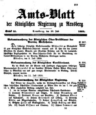 Amtsblatt für den Regierungsbezirk Arnsberg Samstag 30. Juli 1859