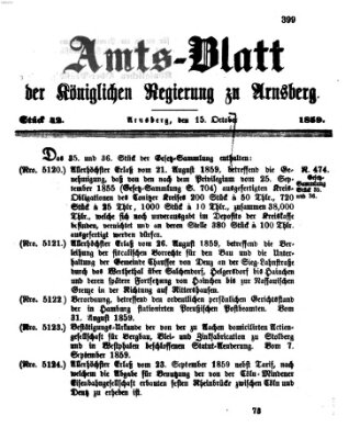 Amtsblatt für den Regierungsbezirk Arnsberg Samstag 15. Oktober 1859