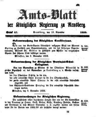 Amtsblatt für den Regierungsbezirk Arnsberg Samstag 19. November 1859