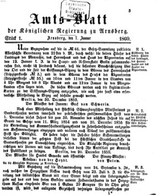 Amtsblatt für den Regierungsbezirk Arnsberg Samstag 7. Januar 1860