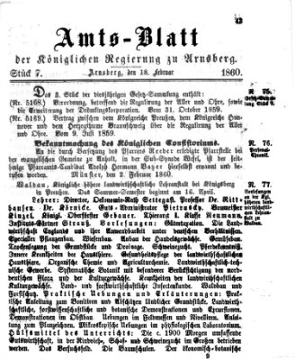 Amtsblatt für den Regierungsbezirk Arnsberg Samstag 18. Februar 1860